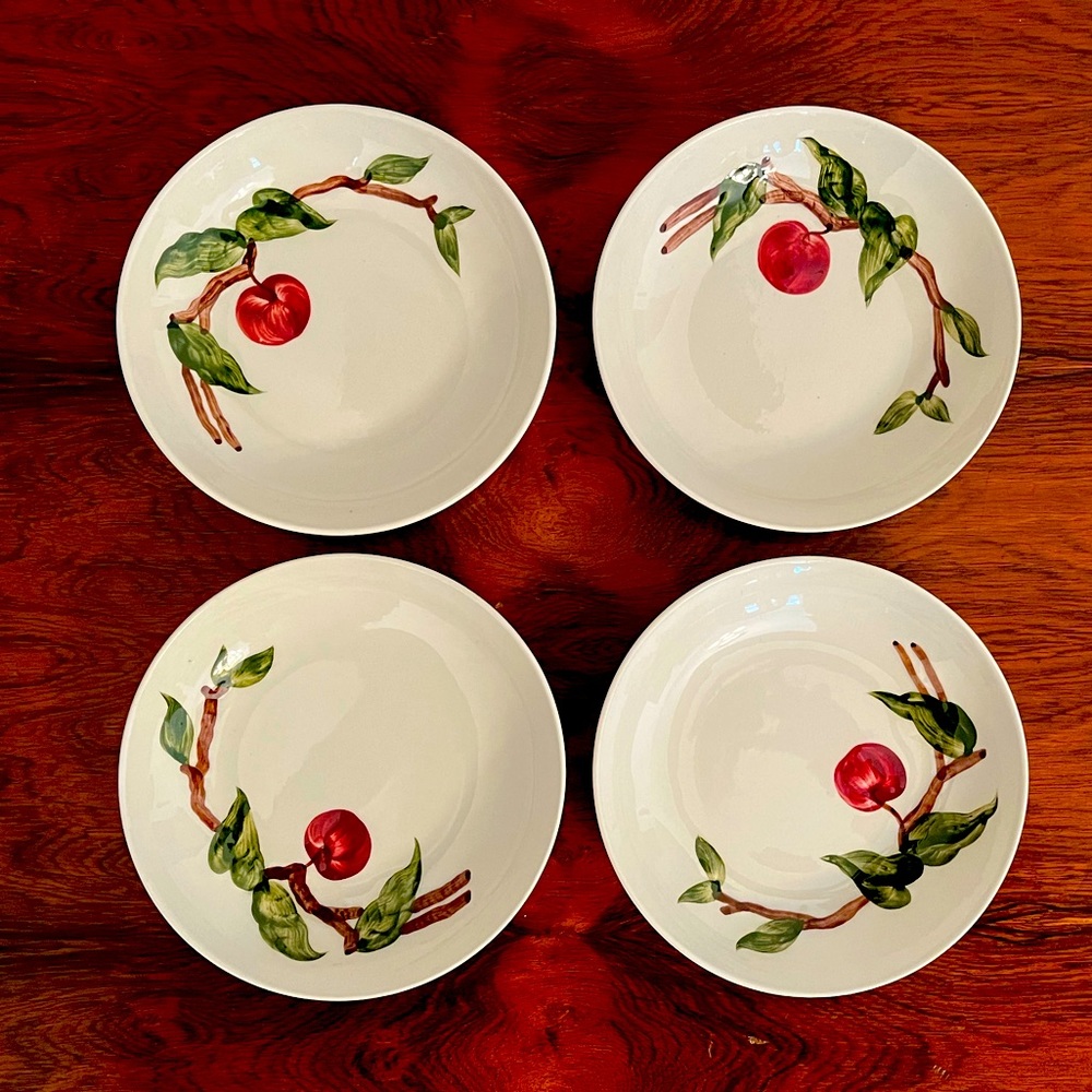 Four Vintage 1950’s Orchard Ware Cherry 5 1/4” Sauce Fruit Dessert Bowls
